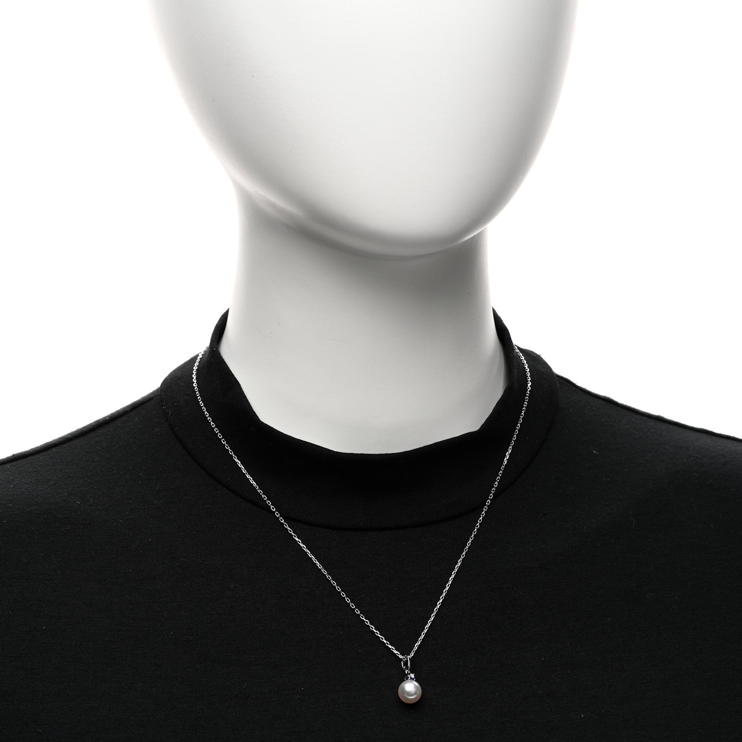 Mikimoto 18K White Gold Blue Sapphire Akoya Cultured Pearl 8-8.5mm Pendant Necklace 2 of 5