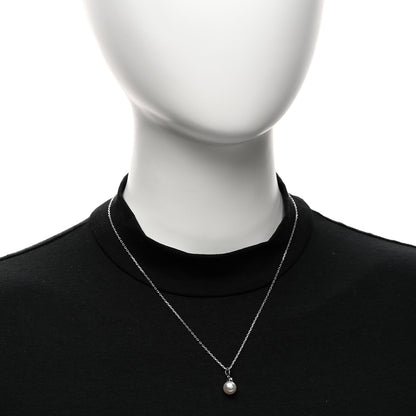 Mikimoto 18K White Gold Blue Sapphire Akoya Cultured Pearl 8-8.5mm Pendant Necklace 2 of 5