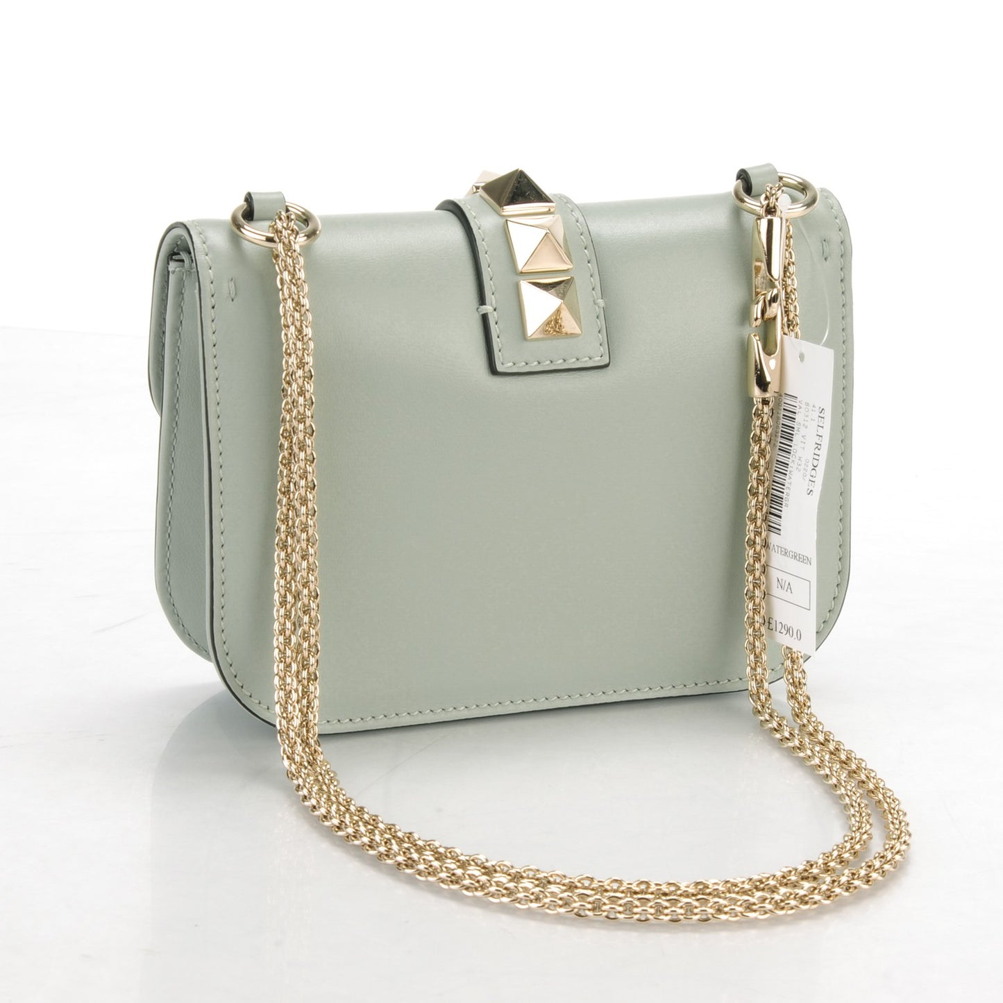 Vitello Small Glam Lock Rockstud Flap Water Green