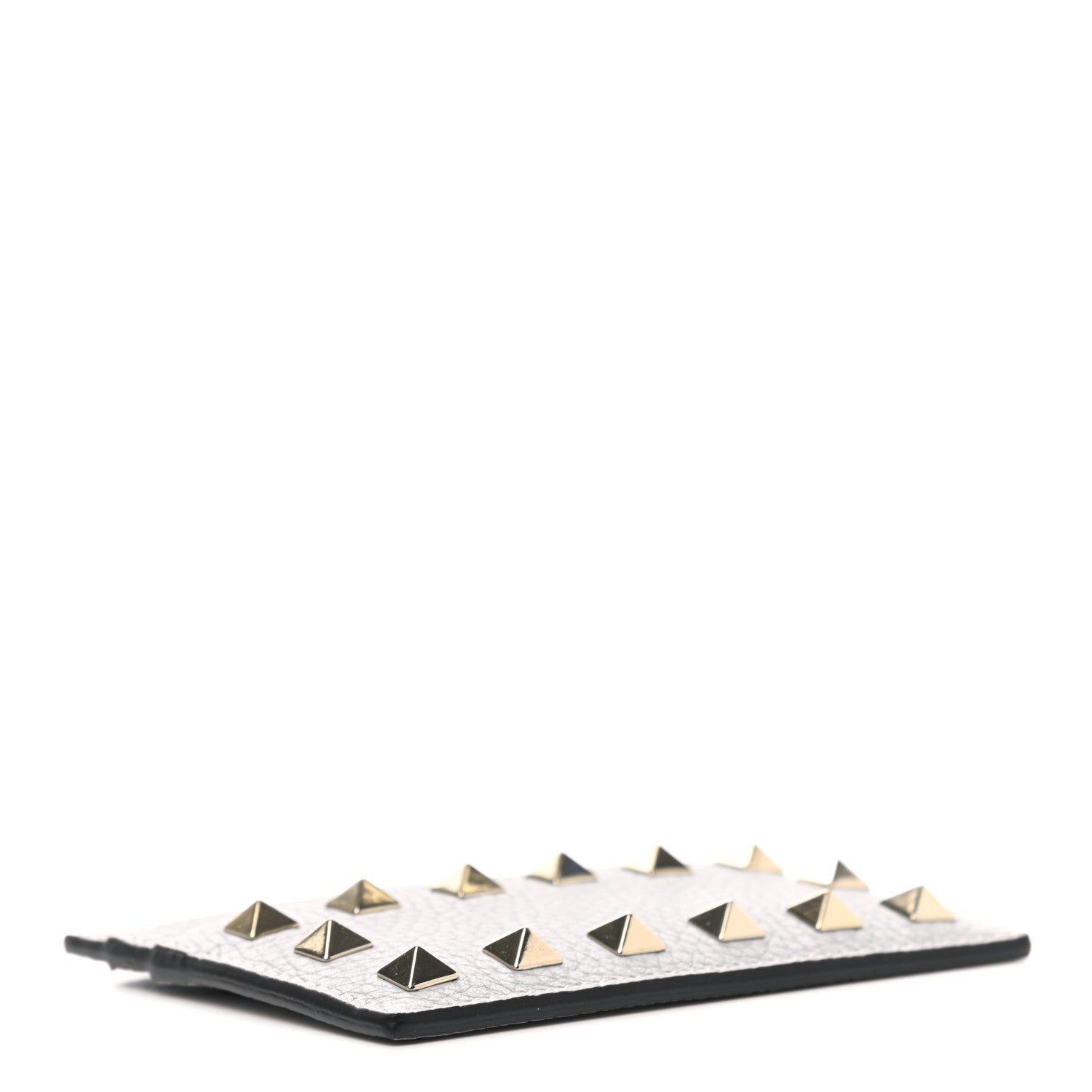 Valentino Garavani Pebbled Calfskin Rockstud Card Holder Grey 4 of 7