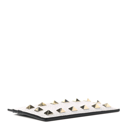 Valentino Garavani Pebbled Calfskin Rockstud Card Holder Grey 4 of 7