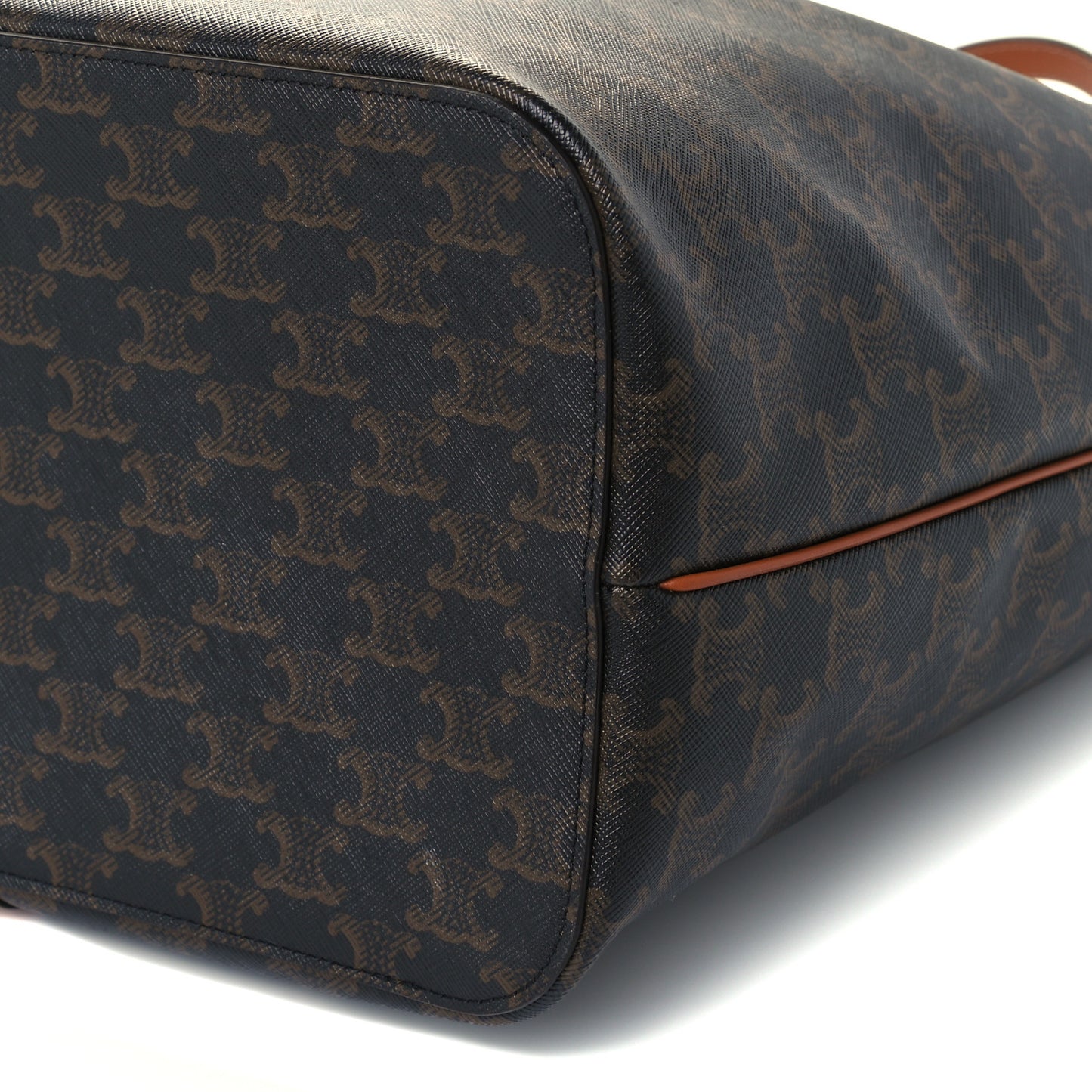 Triomphe Canvas Calfskin Medium Cabas Bag Tan