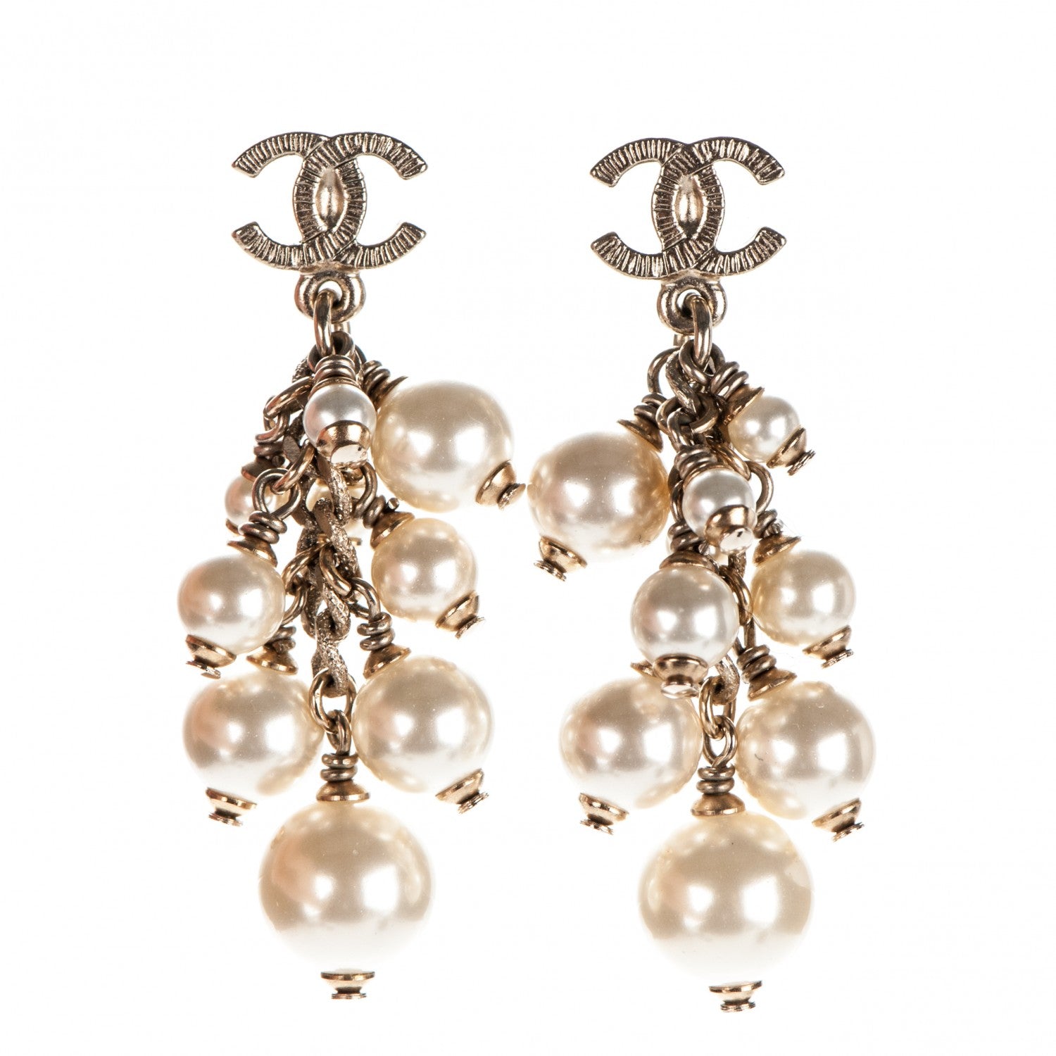 Chanel Pearl CC Drop Earrings Gold 1 of 4