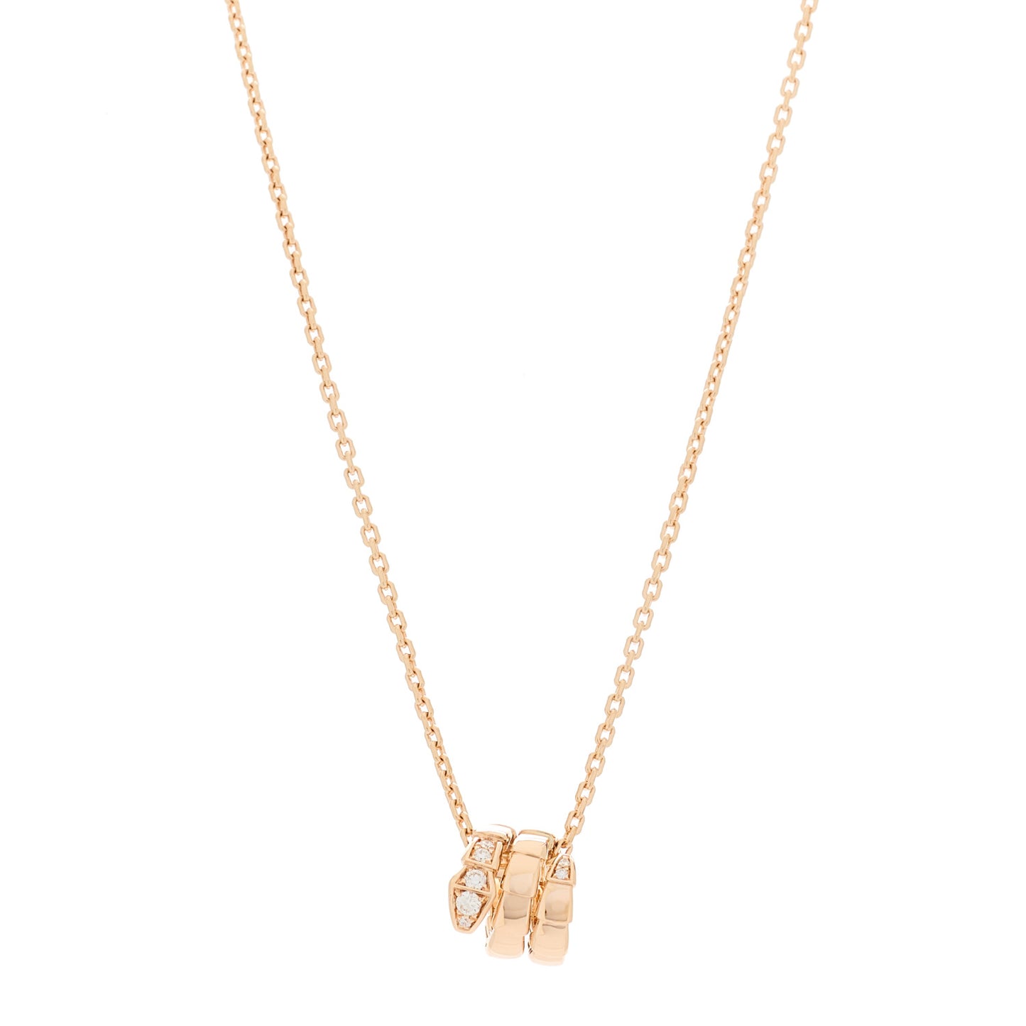 18K Rose Gold Diamond Serpenti Viper Demi Pave Pendant Necklace