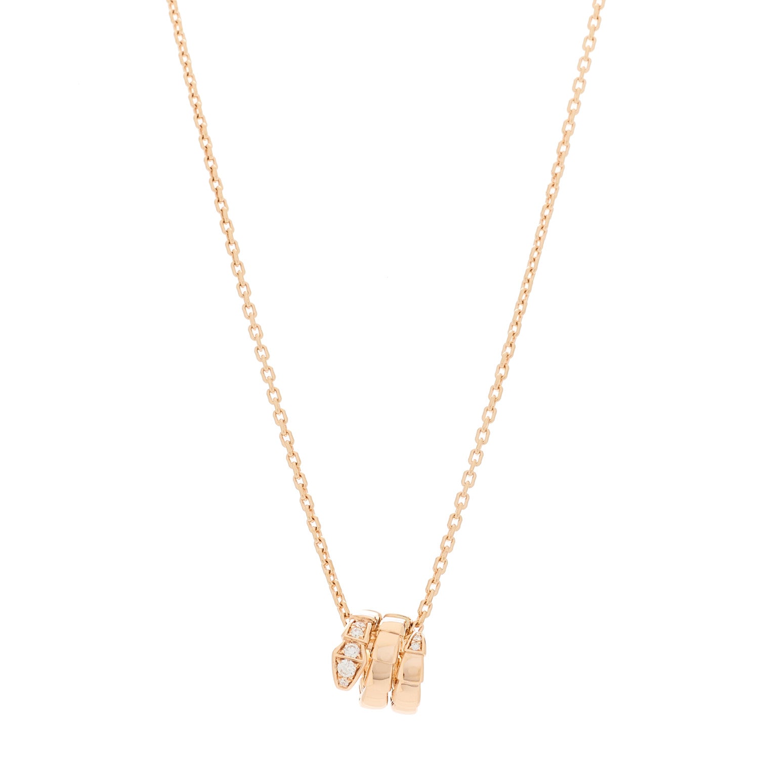 Bulgari 18K Rose Gold Diamond Serpenti Viper Demi Pave Pendant Necklace 1 of 9
