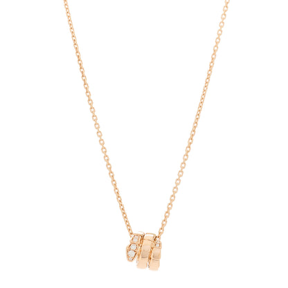 Bulgari 18K Rose Gold Diamond Serpenti Viper Demi Pave Pendant Necklace 1 of 9