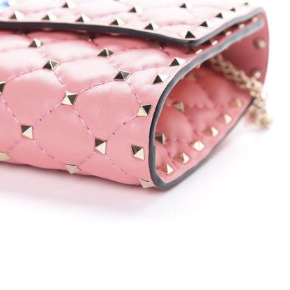 Valentino Garavani Nappa Rockstud Spike Wallet On Chain Paradise Rose 8 of 10