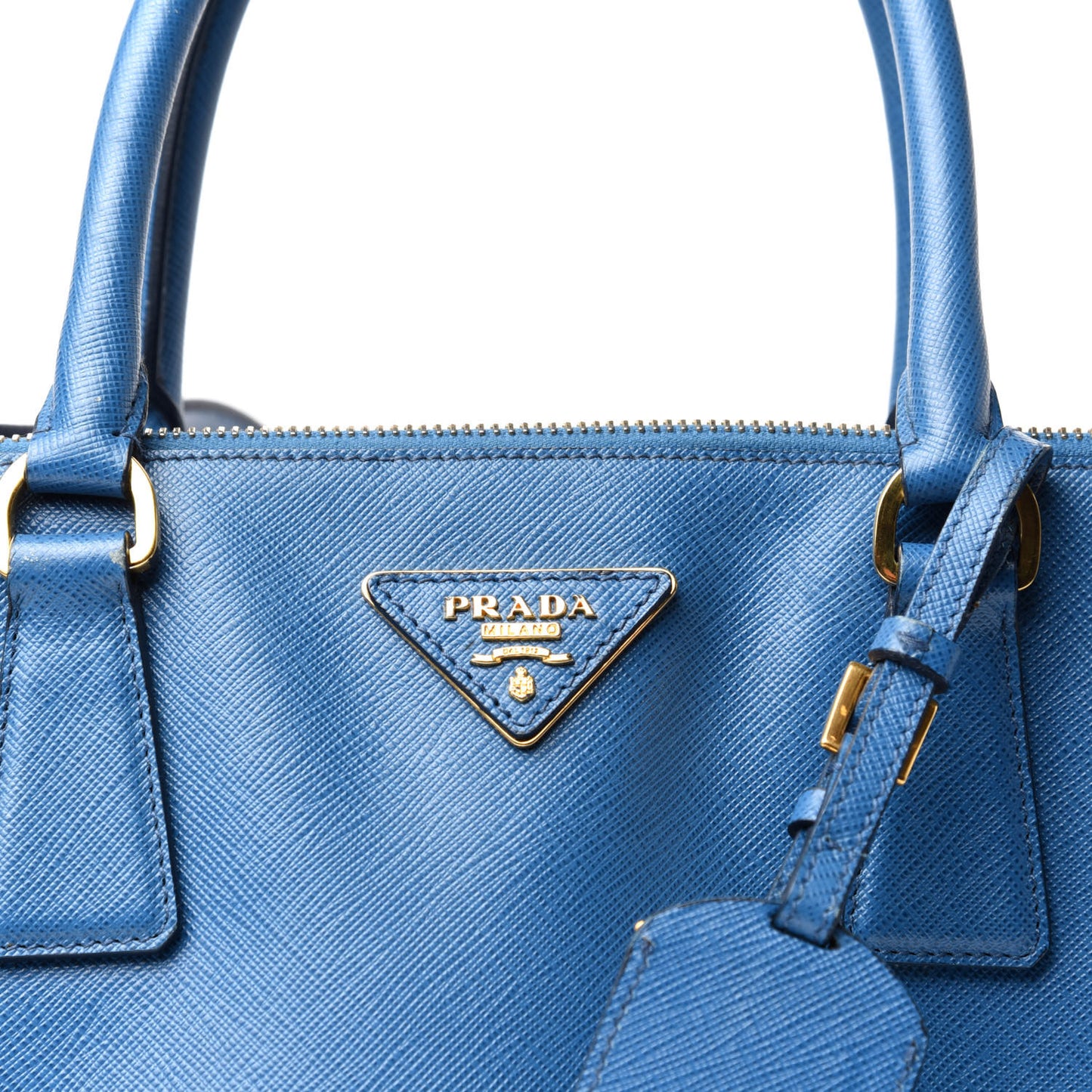 Saffiano Lux Colorblock Medium Galleria Double Zip Tote Bluette Cobalto