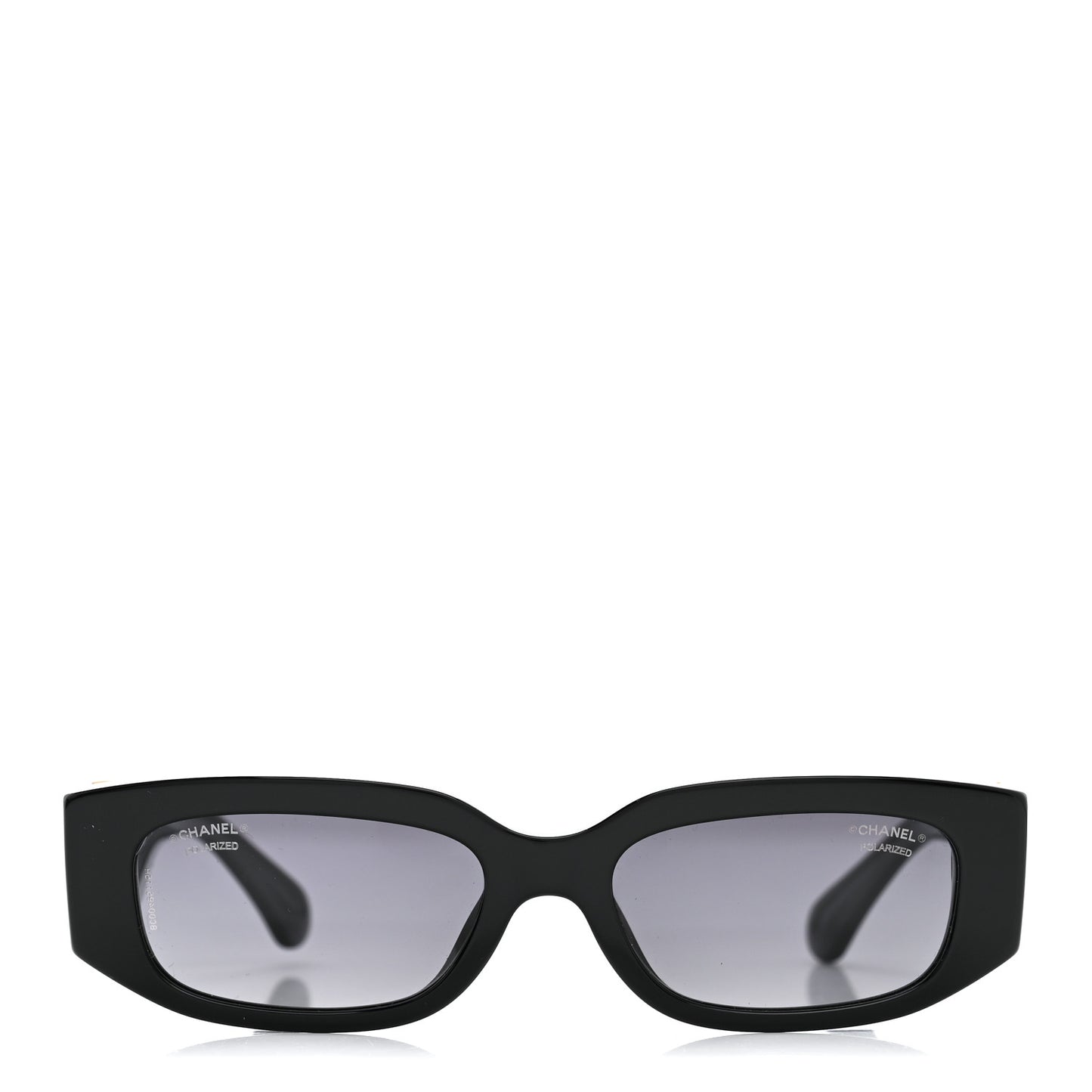 Acetate Glass Pearl Polarized Oval Sunglasses 5544 Black