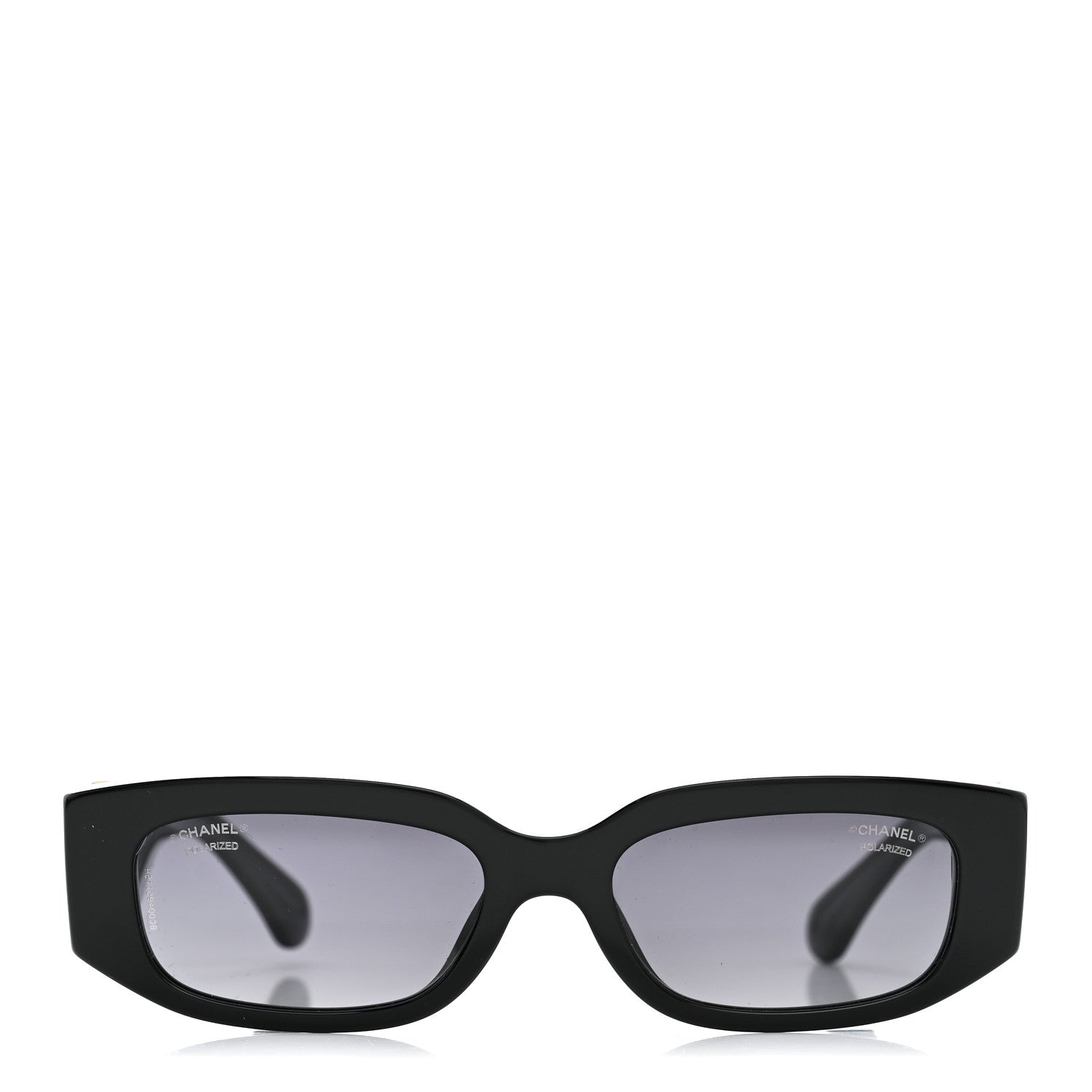 Chanel Acetate Glass Pearl Polarized Oval Sunglasses 5544 Black 2 of 8