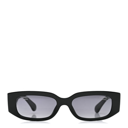 Chanel Acetate Glass Pearl Polarized Oval Sunglasses 5544 Black 2 of 8