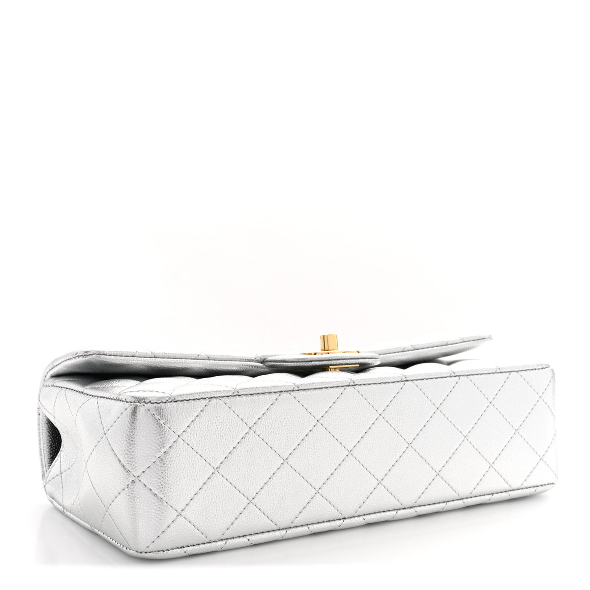 Chanel Metallic Caviar Quilted Top Handle East West Flap Silver 4 of 11