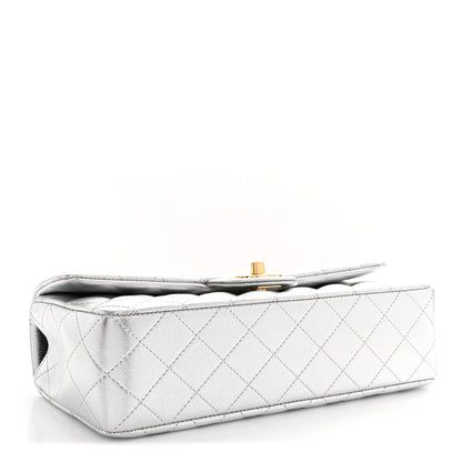 Chanel Metallic Caviar Quilted Top Handle East West Flap Silver 4 of 11