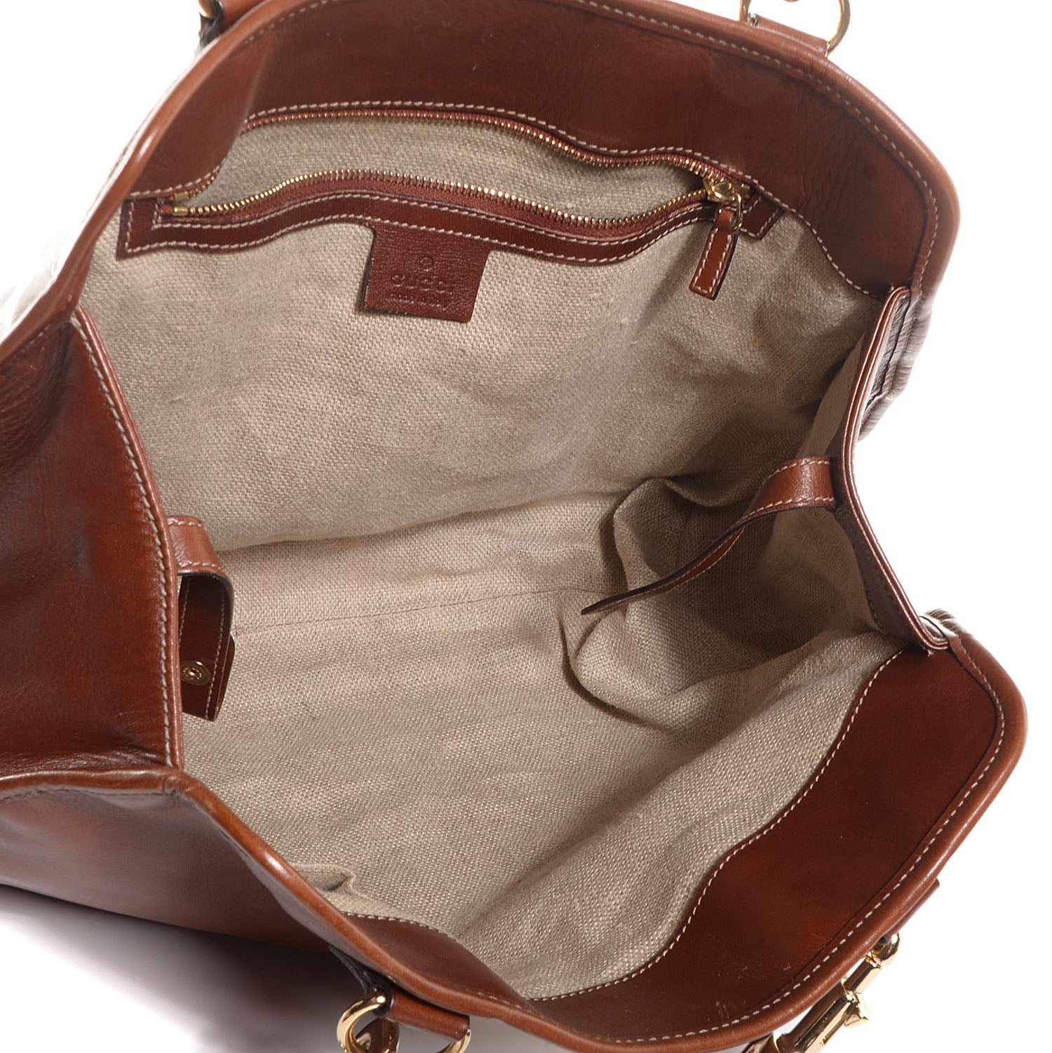 Gucci Leather Web Strap Tote Brown 5 of 7