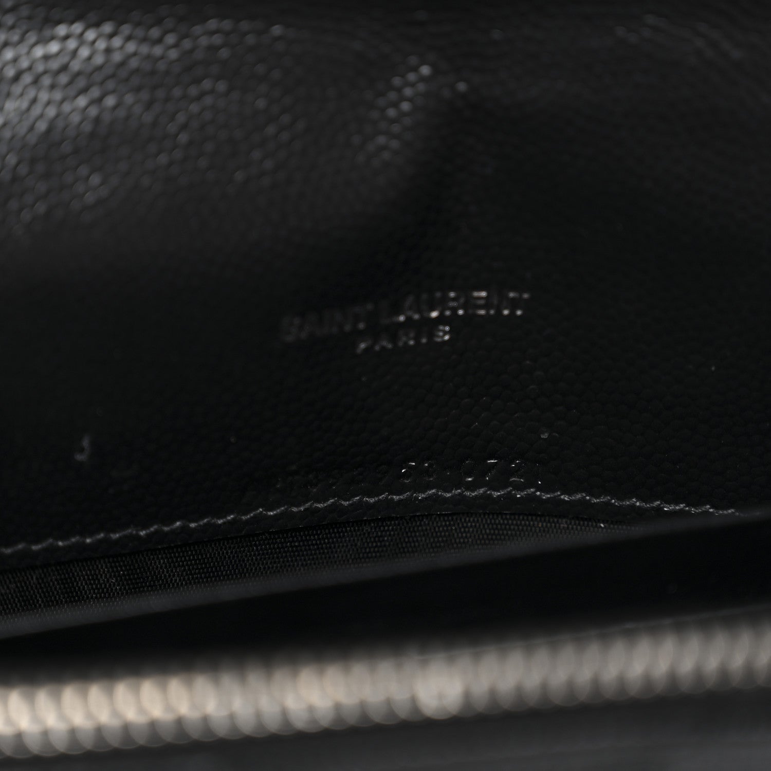 Saint Laurent Grain De Poudre Matelasse Chevron Monogram Envelope Chain Wallet Black 7 of 10