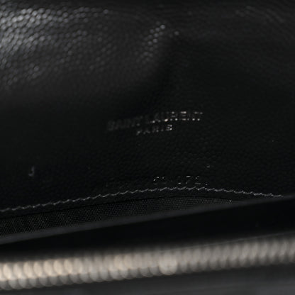 Saint Laurent Grain De Poudre Matelasse Chevron Monogram Envelope Chain Wallet Black 7 of 10