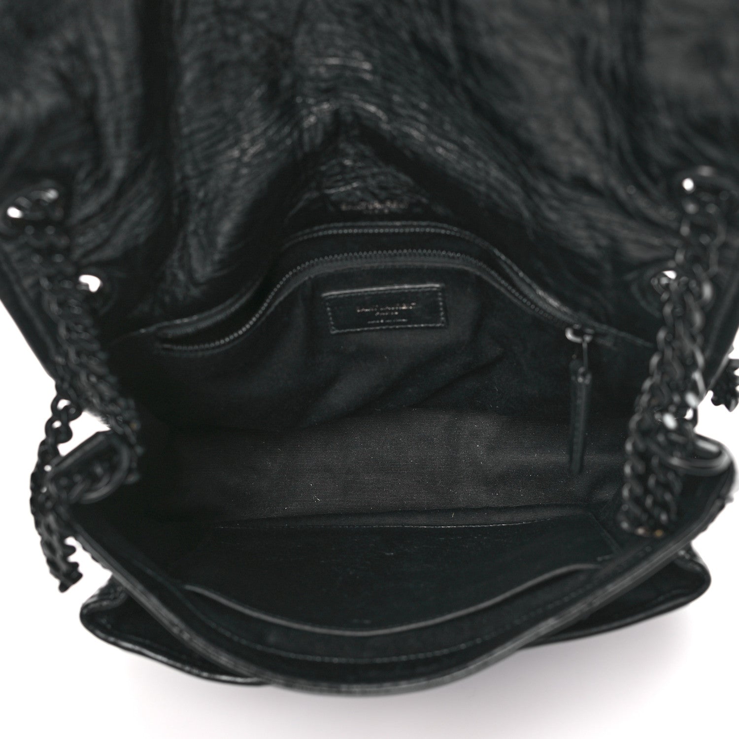 Saint Laurent Crinkled Calfskin Matelasse Monogram Medium Niki Chain Satchel Black 5 of 10