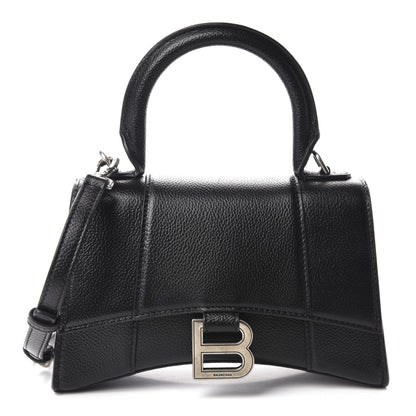 Balenciaga Grained Calfskin Hourglass Top Handle Bag XS Black 1 of 11