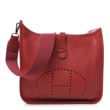 Hermes Taurillon Clemence Evelyne III PM Rouge Garance 1 of 10