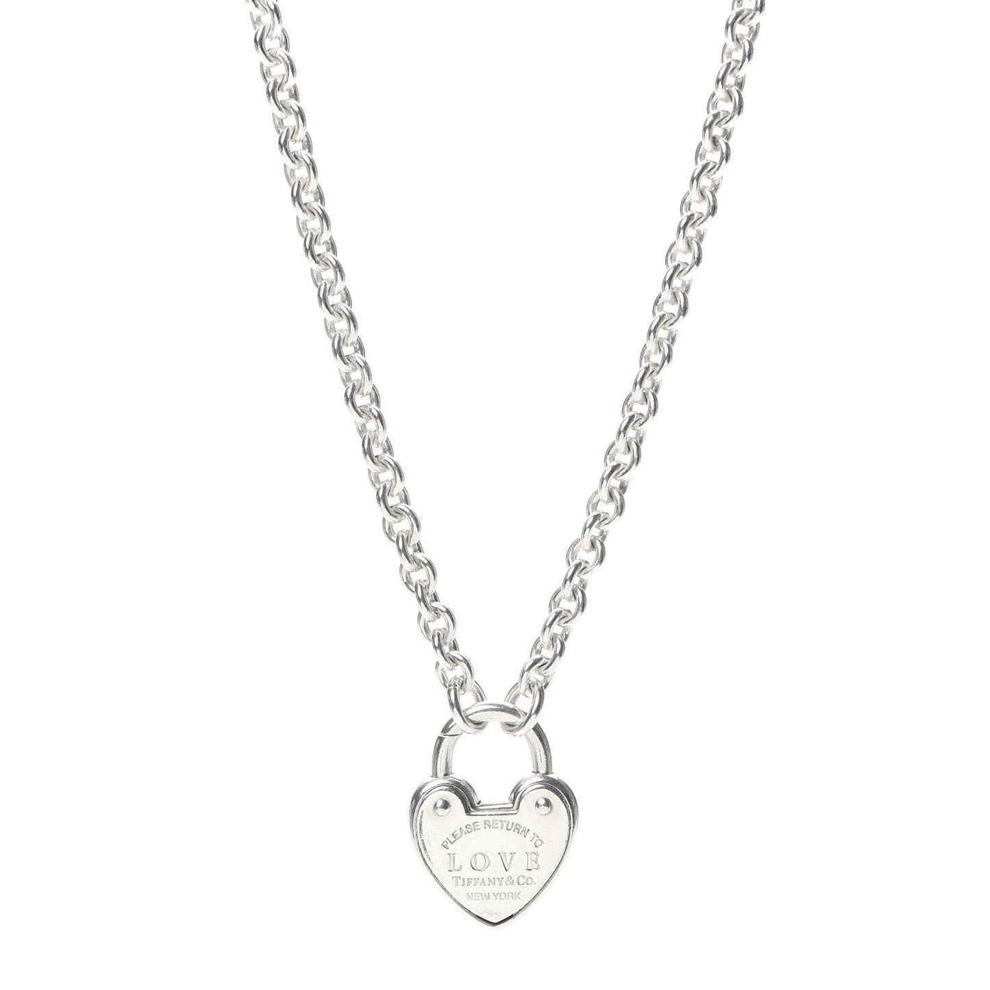 Sterling Silver Return To Tiffany Love Heart Lock Pendant Necklace