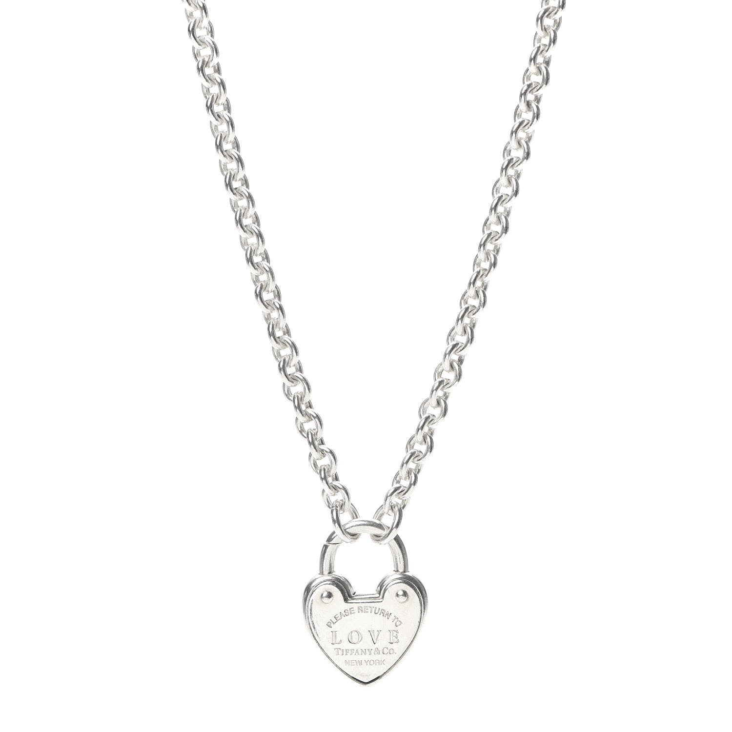 Tiffany Sterling Silver Return To Tiffany Love Heart Lock Pendant Necklace 1 of 4
