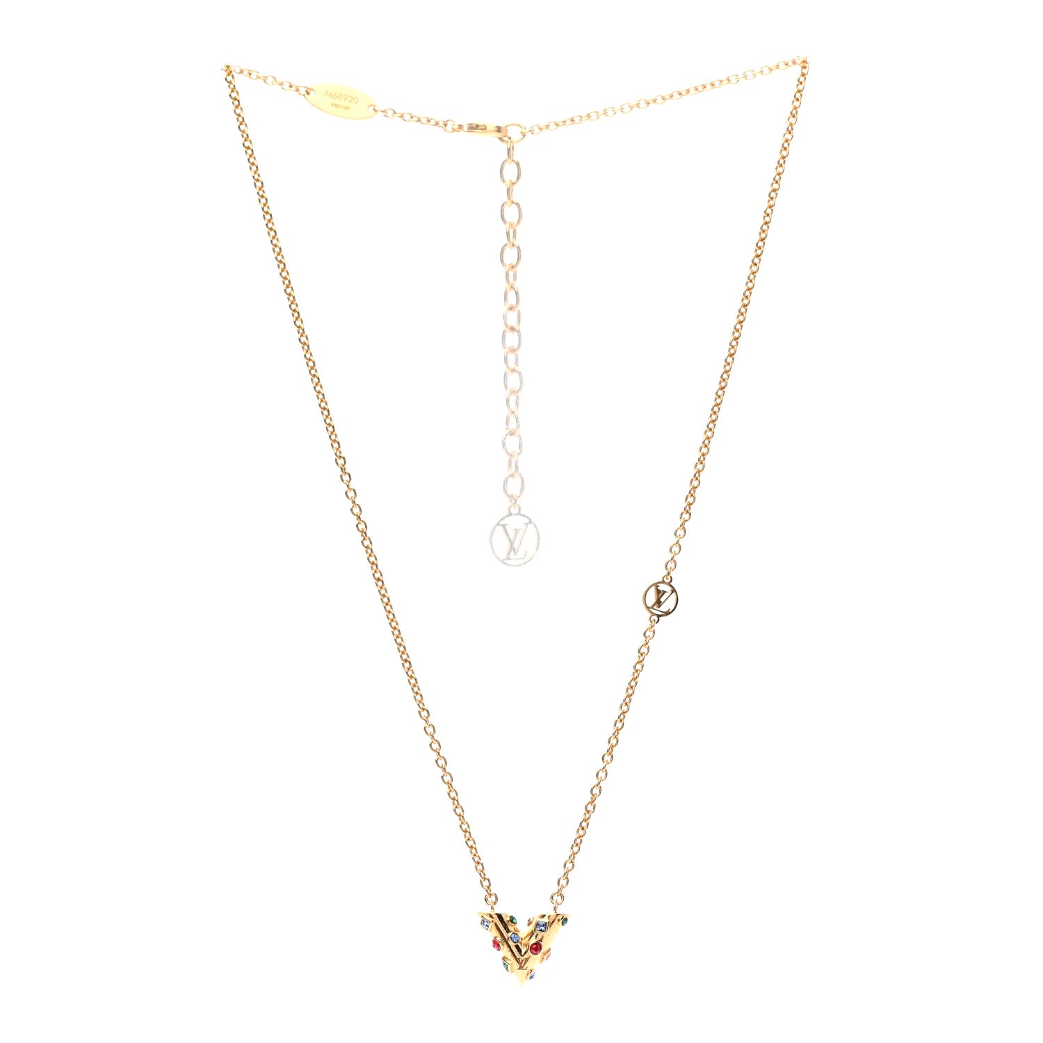 Louis Vuitton Swarovski Essential V Necklace Multicolor Gold 4 of 6