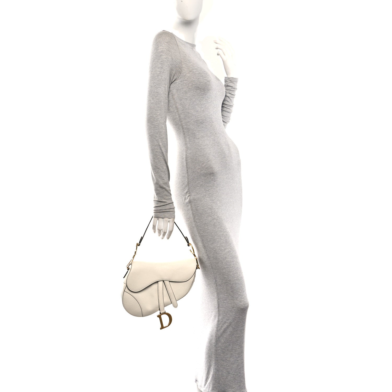 Christian Dior Grained Calfskin Saddle Bag White 2 of 10