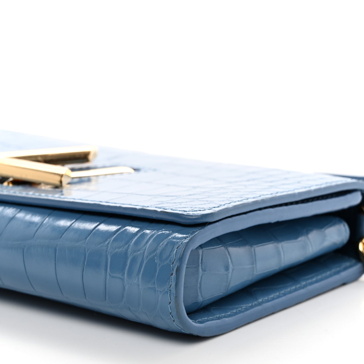 Crocodile Twist Chain Wallet Bleuet