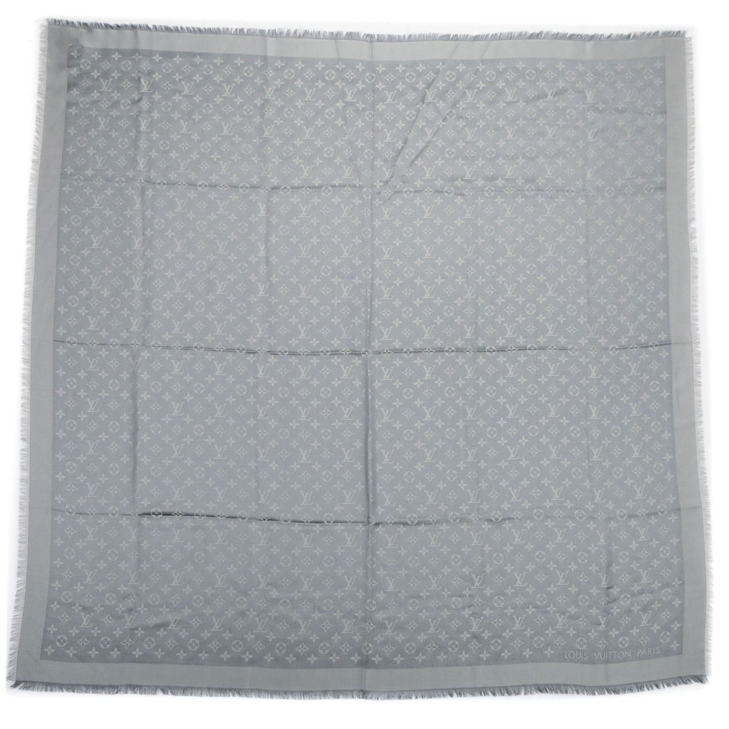 Silk Lurex Wool Monogram Shine Shawl Charcoal Grey
