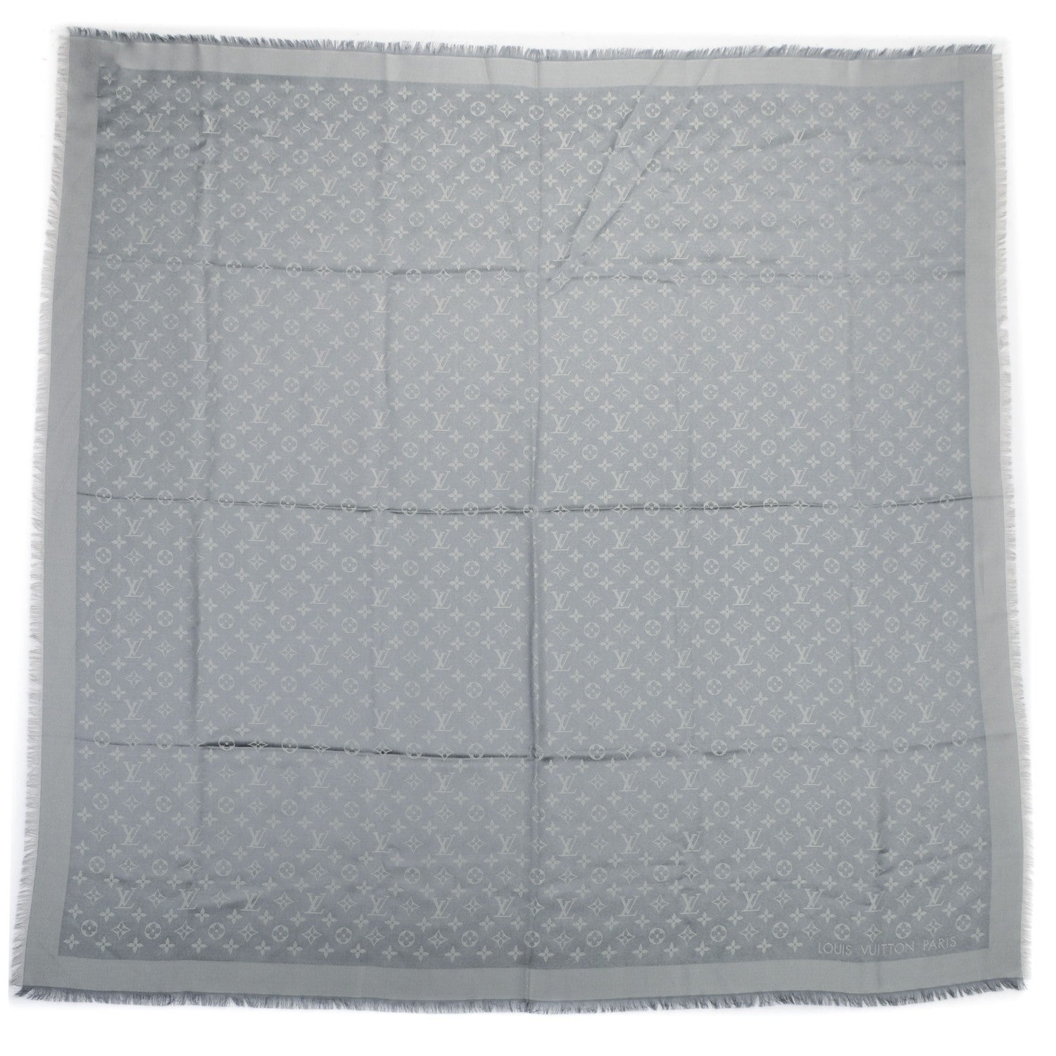 Louis Vuitton Silk Lurex Wool Monogram Shine Shawl Charcoal Grey 2 of 5