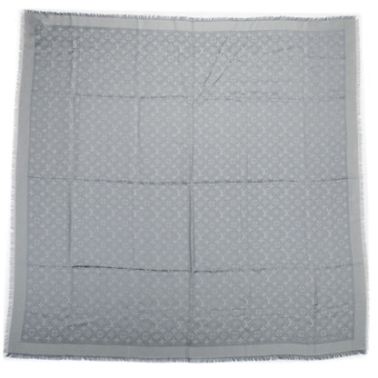 Louis Vuitton Silk Lurex Wool Monogram Shine Shawl Charcoal Grey 2 of 5