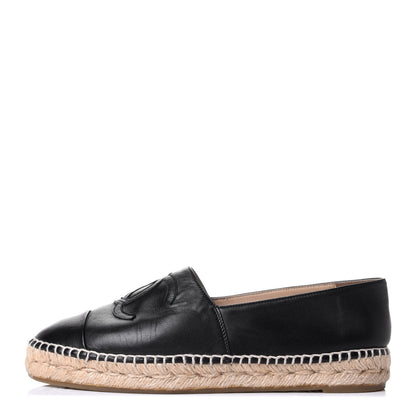 Chanel Lambskin CC Espadrilles 38 Black 1 of 6