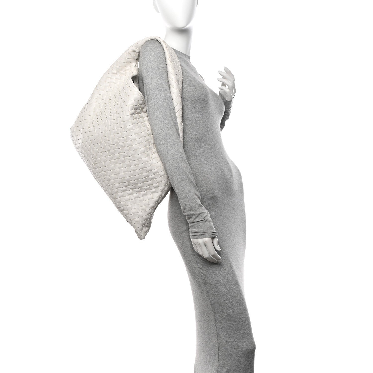 Bottega Veneta Calfskin Intrecciato Large Hop White 2 of 10