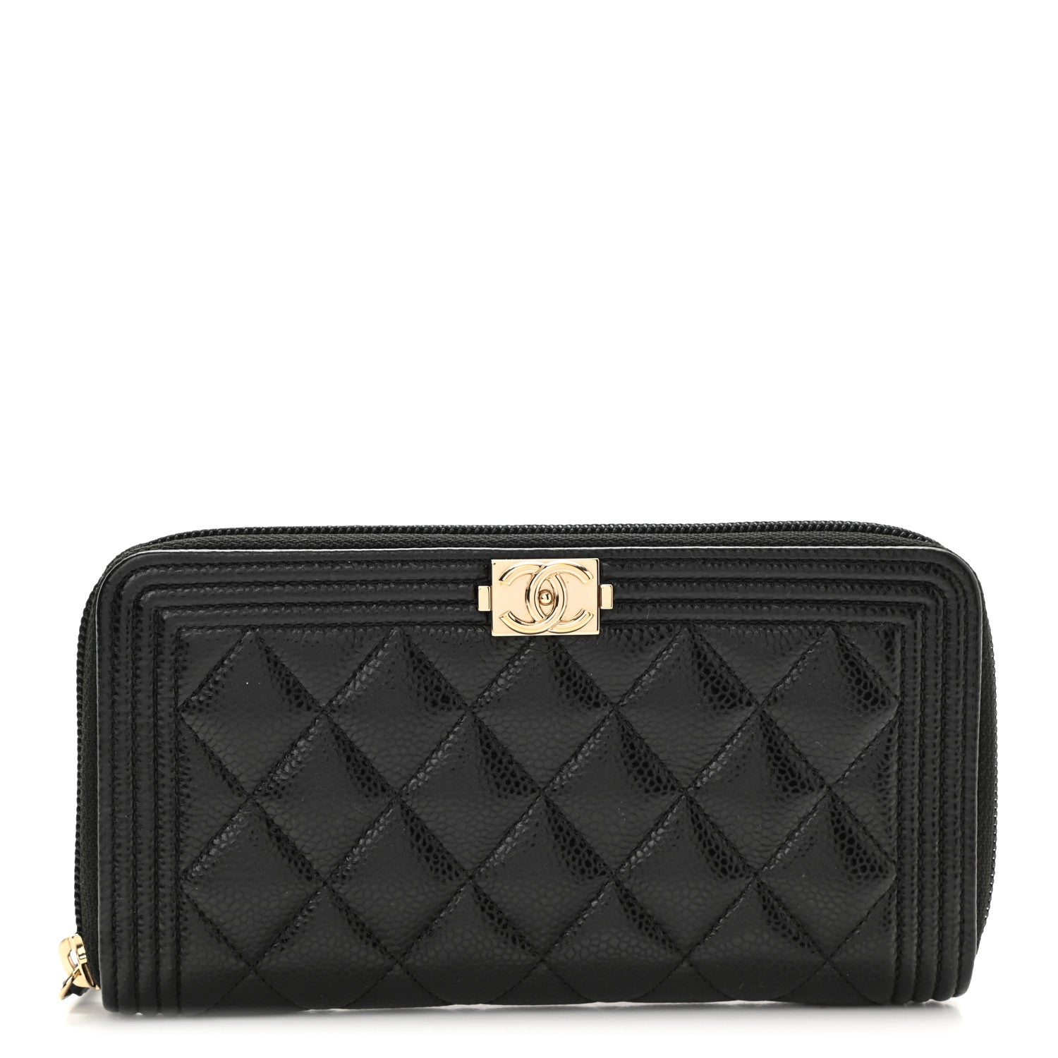 Chanel Caviar Quilted Boy Long Zip Around Wallet Black 1 of 9