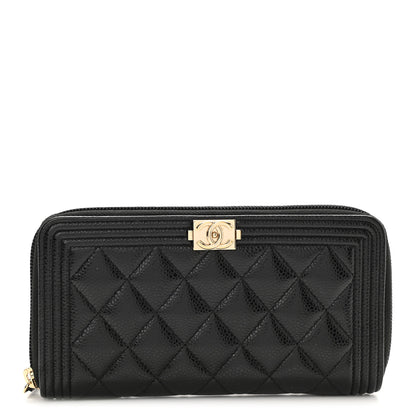 Chanel Caviar Quilted Boy Long Zip Around Wallet Black 1 of 9