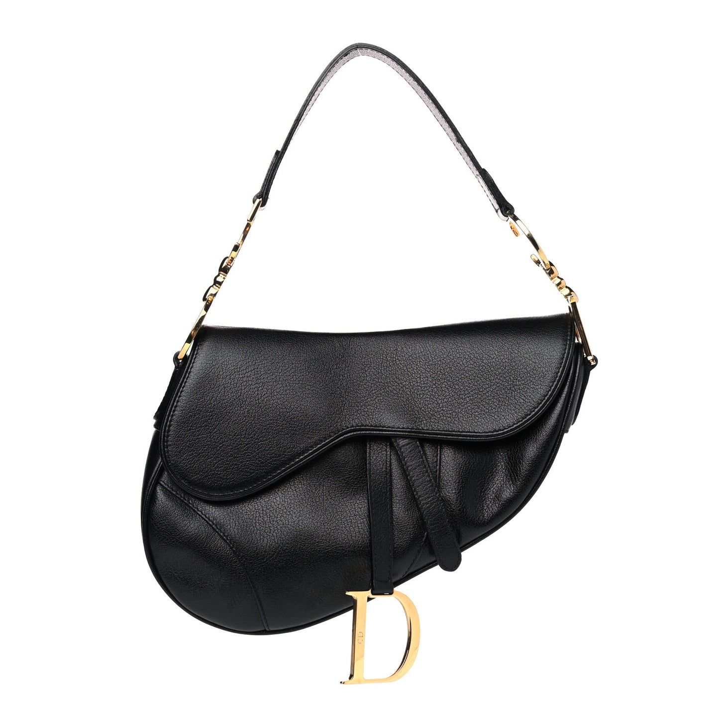 Grained Calfskin Saddle Bag Black