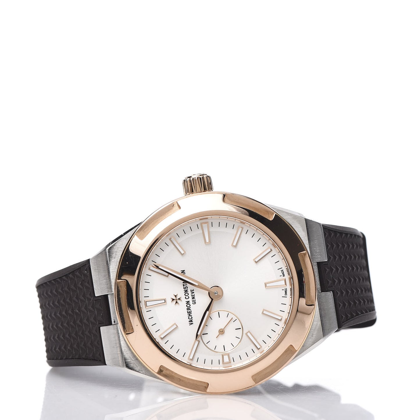 Stainless Steel 18K Pink Gold Rubber 37mm Overseas Automatic Watch 5300
