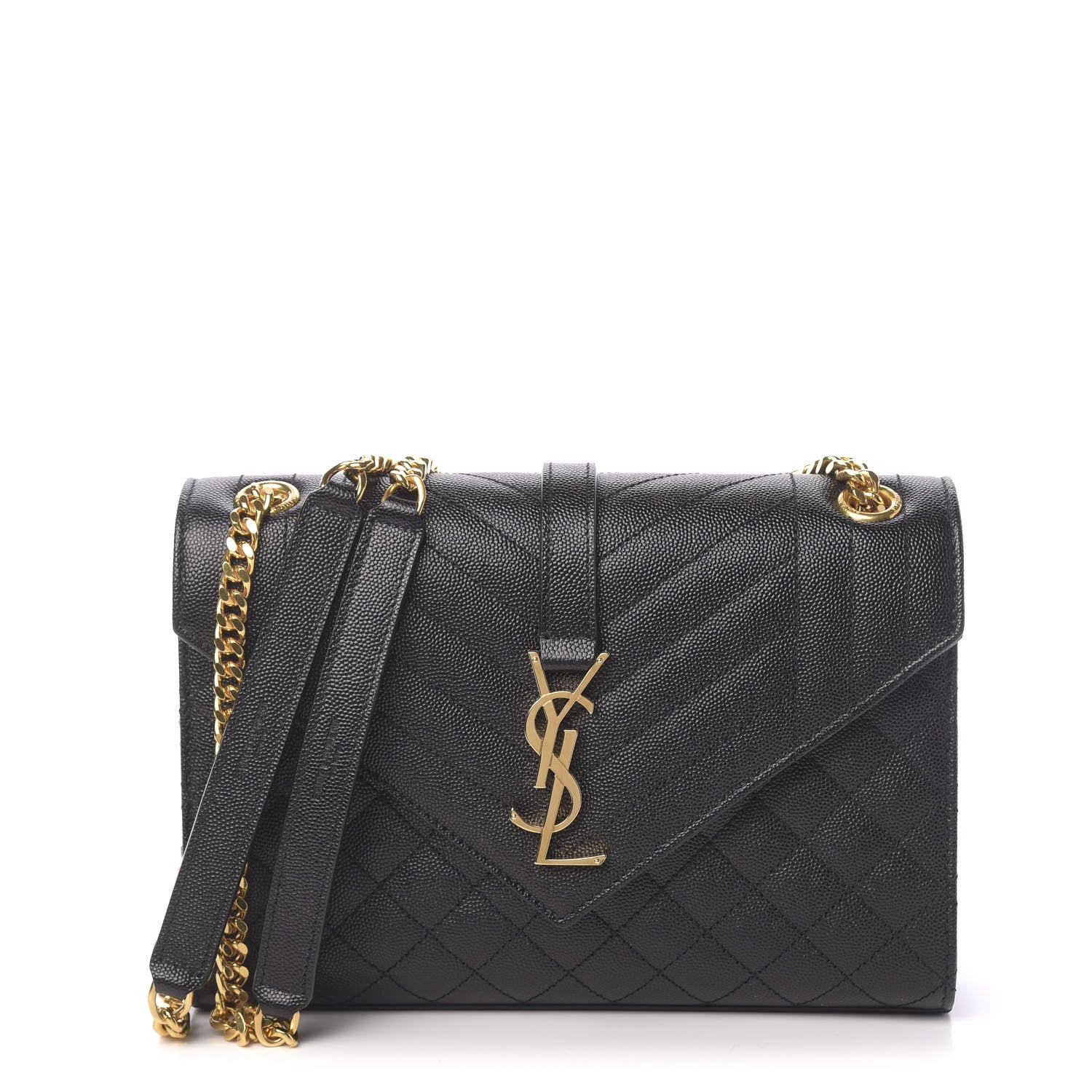 Saint Laurent Grain De Poudre Textured Mixed Matelasse Triquilt Medium Monogram Satchel Black 1 of 10