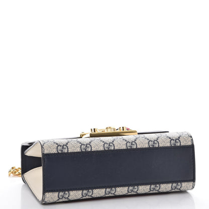 Gucci GG Supreme Monogram Moon Calfskin Small Padlock Shoulder Bag Beige Blue Mystic White Hibiscus Red 5 of 8