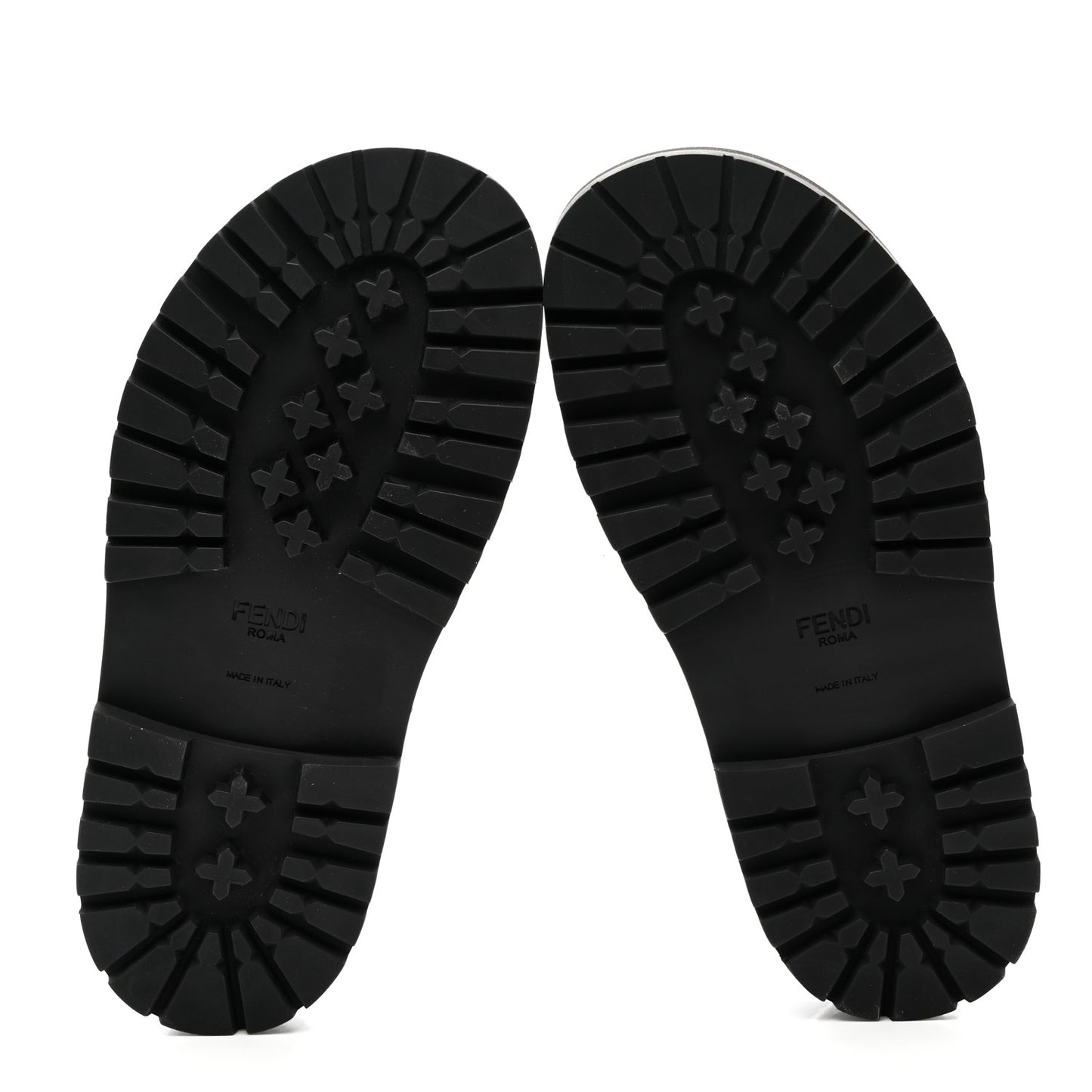 Vernice High-Tech Glazed Fabric FF Lug Sole Platform Sandals 39.5 Black Tobacco Moro