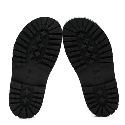 Fendi Vernice High-Tech Glazed Fabric FF Lug Sole Platform Sandals 39.5 Black Tobacco Moro 5 of 9