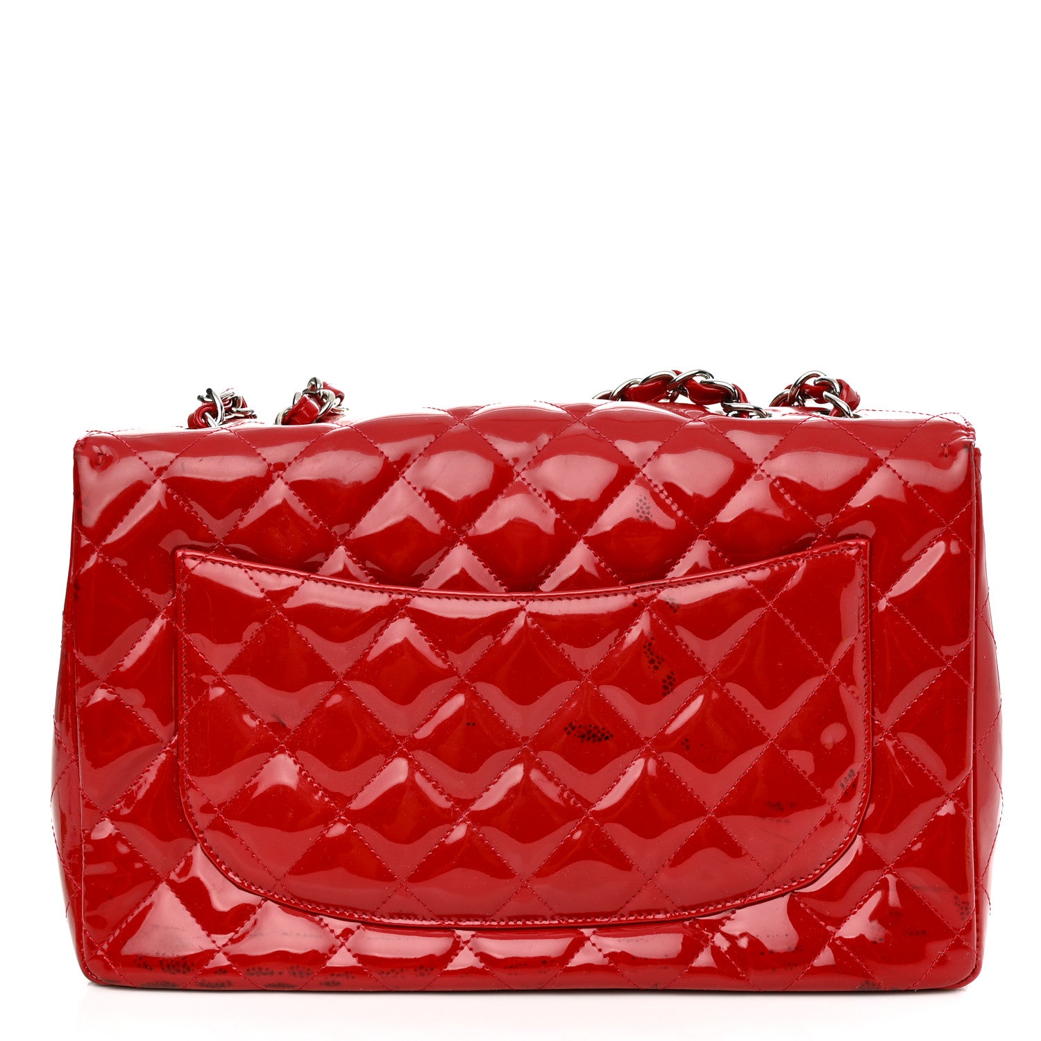 Chanel Patent Quilted Jumbo Single Flap Red 14 of 18