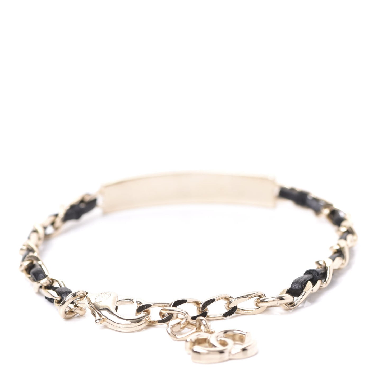 Metal Lambskin Crystal Sergeant Bracelet Gold