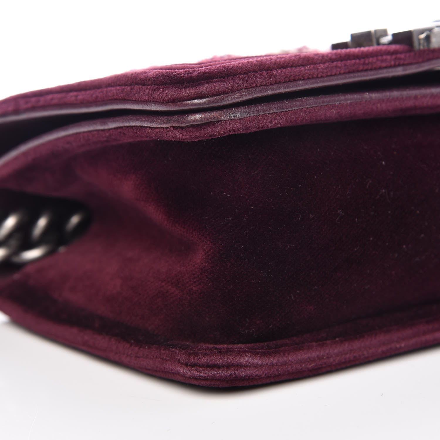 Chanel Tweed Velvet Quilted Small Boy Flap Burgundy 10 of 11