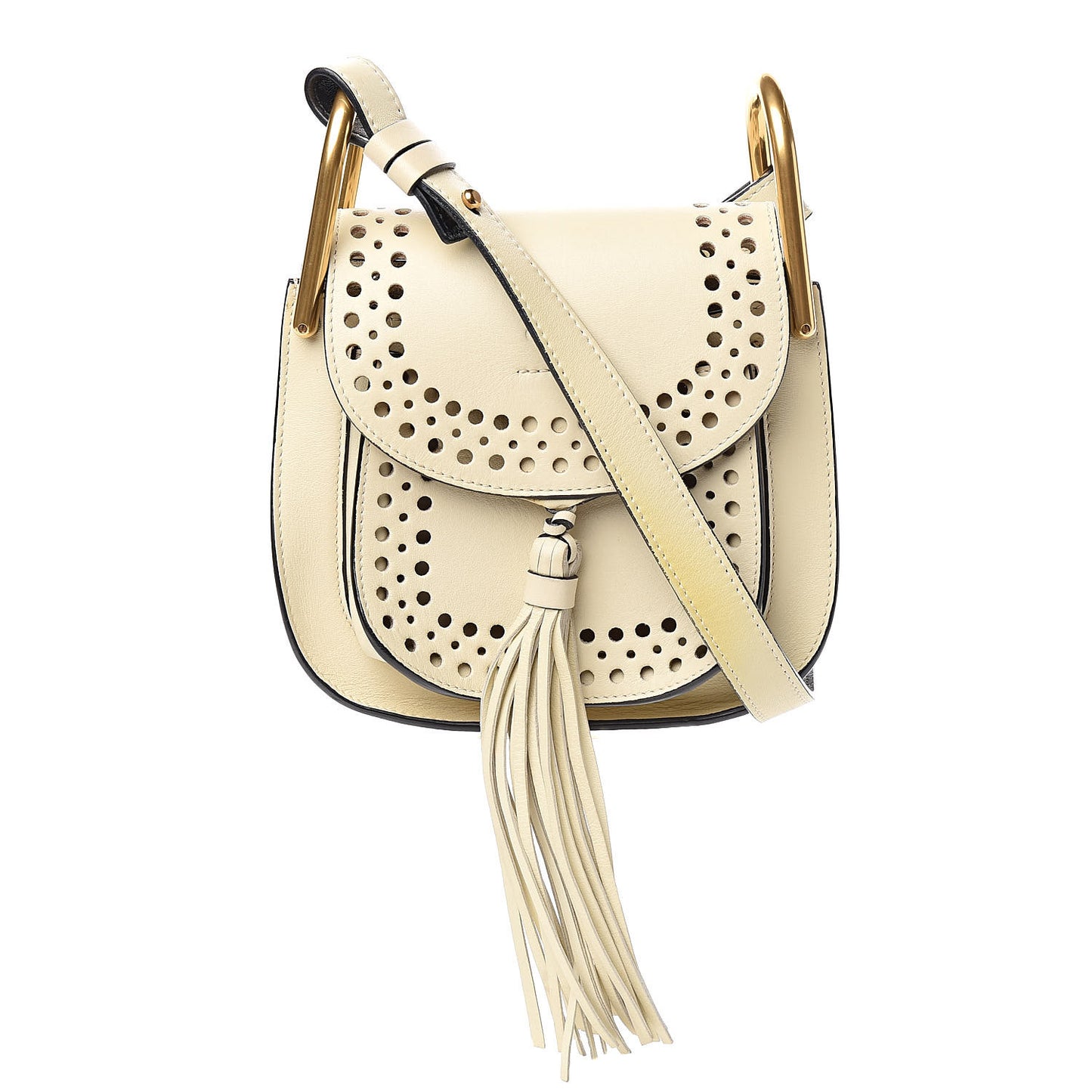 Calfskin Perforated Mini Hudson Shoulder Bag White