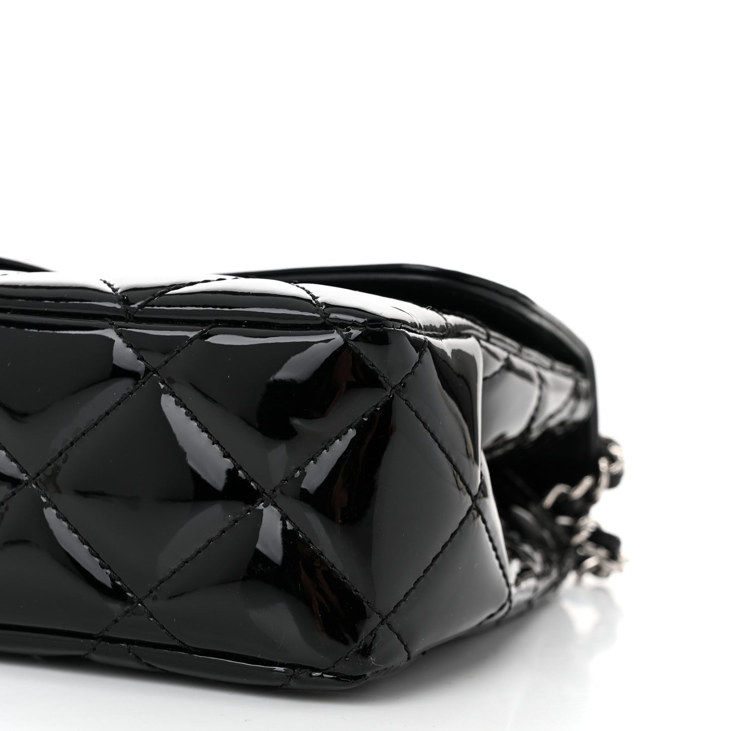 Patent Quilted Small Coco Shine Flap Black