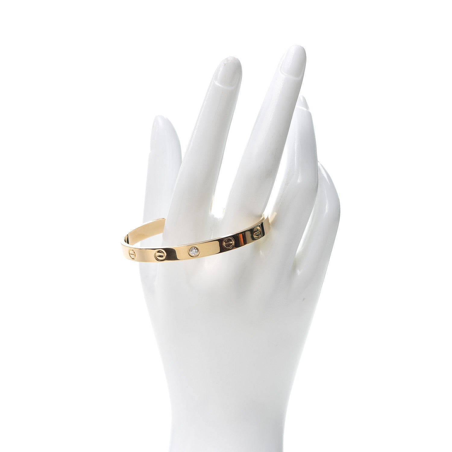 Cartier 18K Yellow Gold 1 Diamond LOVE Cuff Bracelet 17 2 of 6