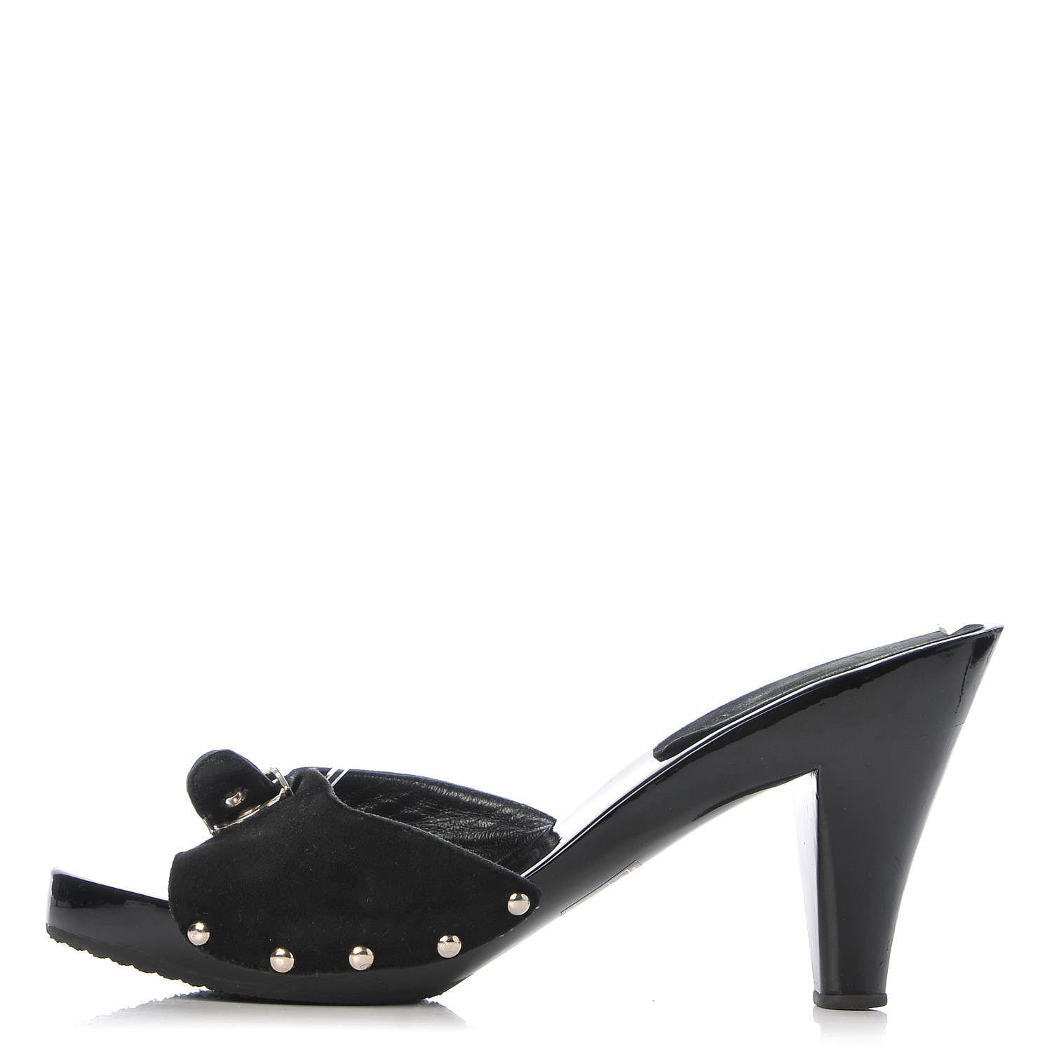 Chanel Suede CC Buckle Clogs 39 Black 1 of 9