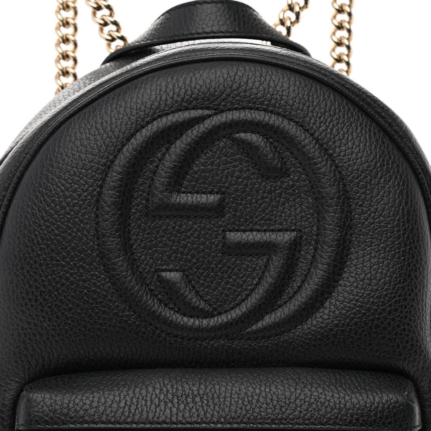 Pebbled Calfskin Soho Chain Backpack Black
