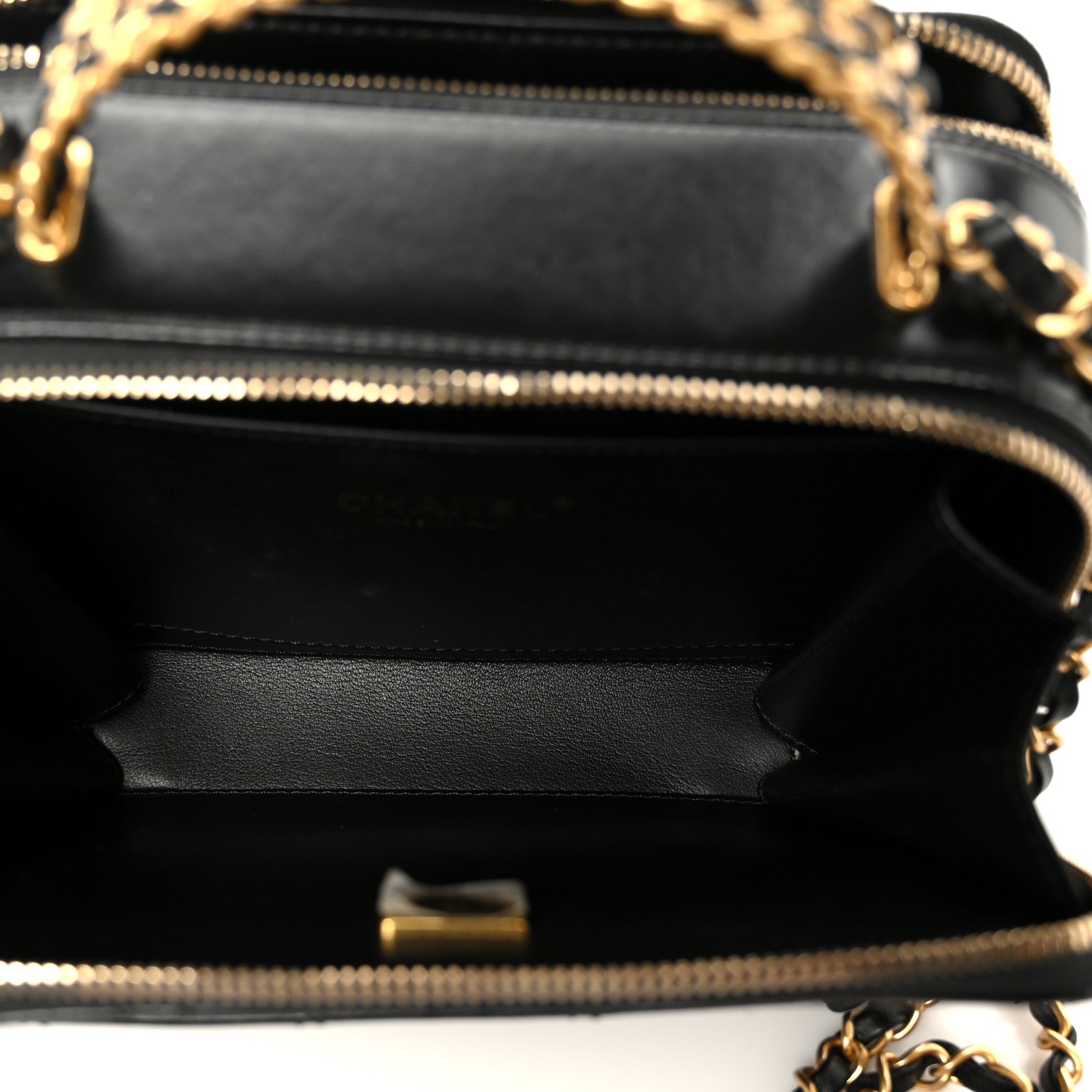 Chanel Shiny Calfskin Quilted Top Handle Vanity Black 5 of 12